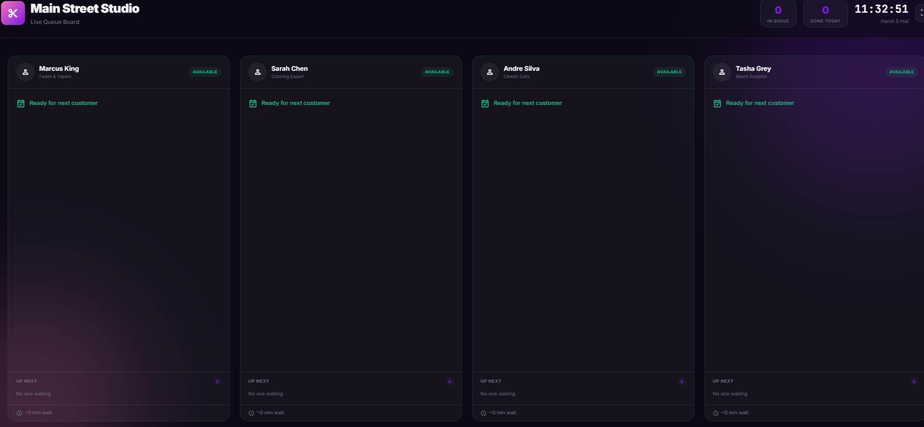 Queue Control App Barber vCard - Personal Portfolio